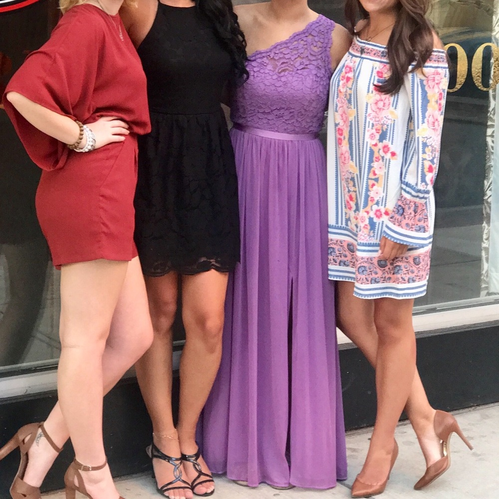 Wisteria colored David’s Bridal Bridesmaid Dress